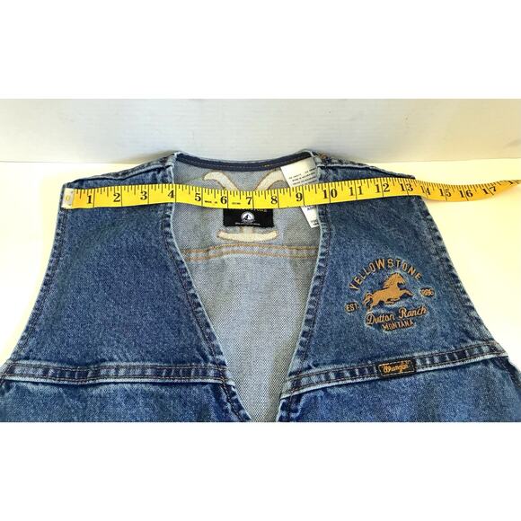 Wrangler Yellowstone Dutton Ranch Denim Vest – Men’s M Western - Picture 8 of 9